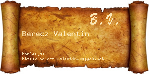 Berecz Valentin névjegykártya